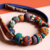 DALL·E 2024 01 17 13.33.17 A colorful and stylish handcrafted nursing strap made from rubber, demonstrating its use for breastfeeding mothers. The strap is adorned with beads an