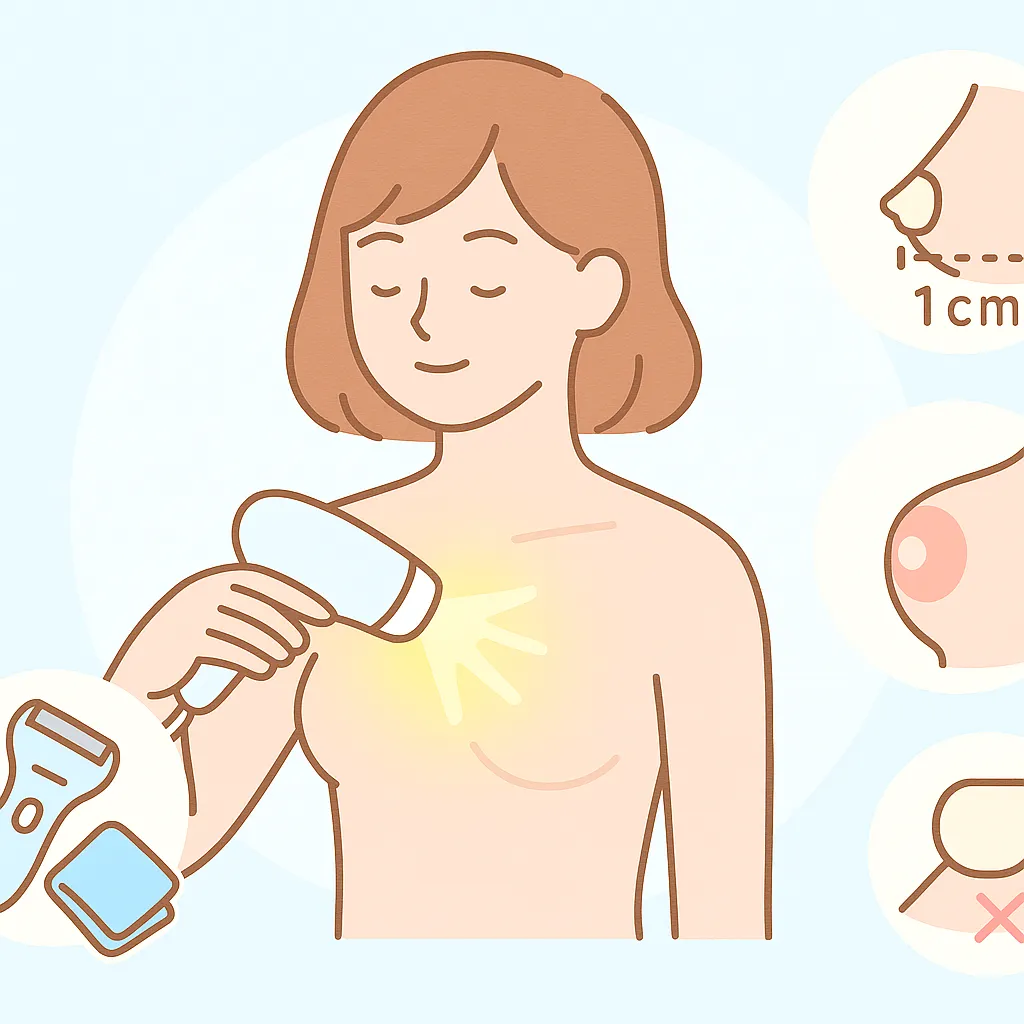 その脱毛器、胸に使って大丈夫？乳がんの噂と乳輪ケアの落とし穴を解説アイキャッチ